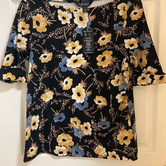 NEW Ralph Lauren Printed Boat-Neck Top PL - Picture 5 of 5